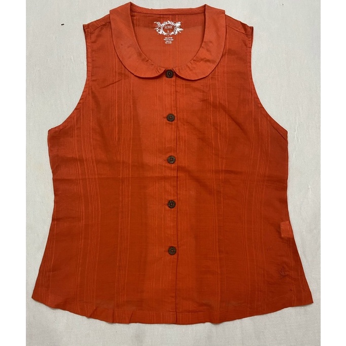 Áo sơ mi sát nách cổ tròn Nino.maxx xanh/ cam  - Thanh lý vnxk