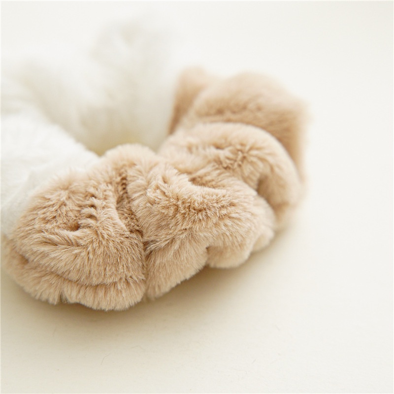 Dây Buộc Tóc Cao Su Bọc Lông Thỏ Giả Hai Màu Đơn Giản Mùa Đông Mới