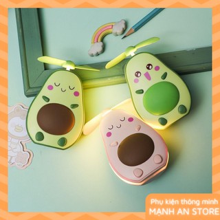 💥 Hot 💥Quạt mini cầm tay 3in1, đèn led - gương - quạt, hình quả bơ siêu dễ thương