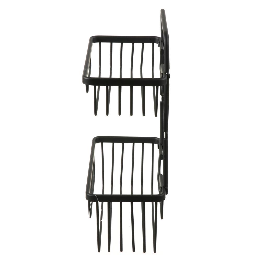 HomeBase MOYA Giá nhà tắm treo tường bằng nhôm có 2 tầng KU104.02 W26xD14xH37 Cm màu đen
