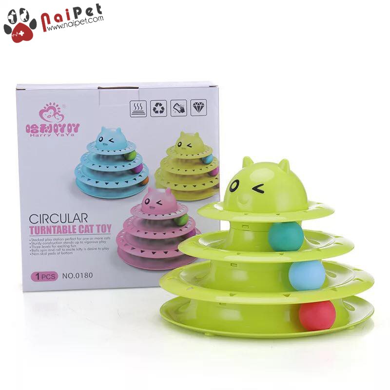 Đồ Chơi Bóng Xoay 3 Tầng Mặt Cute Cho Mèo