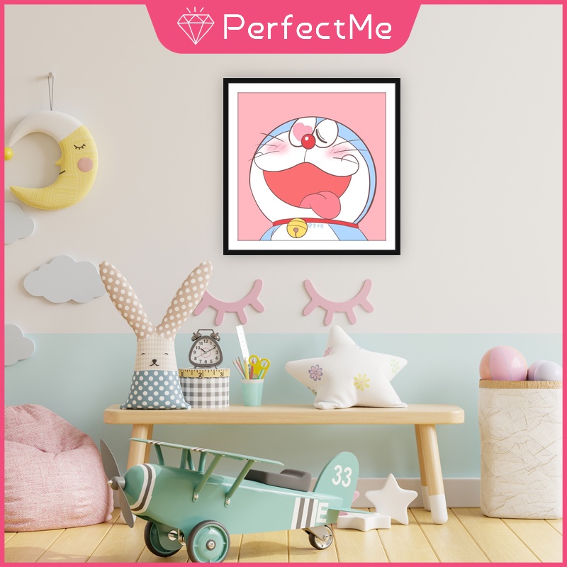 Tranh Đính Đá Thủ Công Tự Làm Hình Doraemon 30X30cm