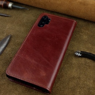 Bao Da Samsung Note 10 Plus Handmade Cổ Điển Da Bò Thật
