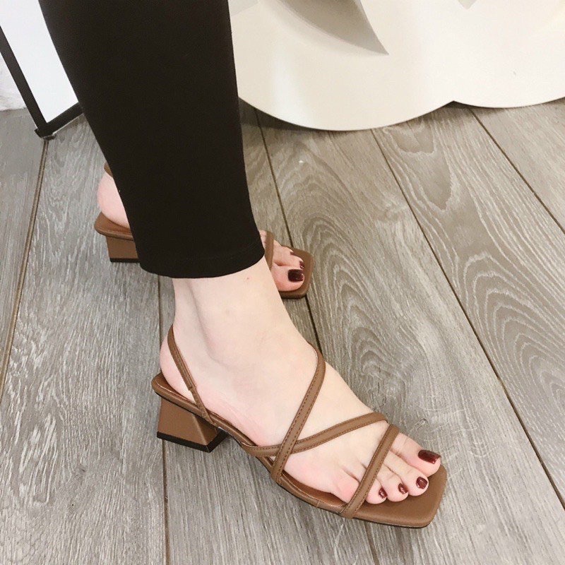 Sandal quai mảnh đế vuông 4p - sandal đan dây đơn giản mà lên chân xuất sắc lắm -03