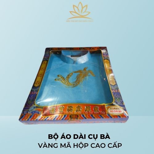 Bộ áo dài cụ bà màu xanh ngọc giấy vàng mã SET vàng mã áo dài cúng cụ bà bằng giấy loại đẹp