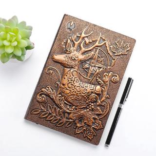 Sổ tay khổ A5 bìa da họa tiết hươu dập nổi sáng tạo