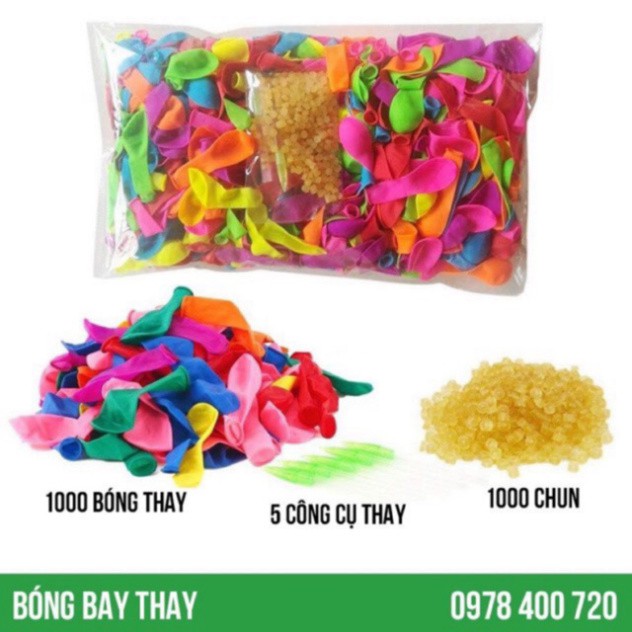 Set 1000 quả Bóng Bay Nước chùm thay thế 1000 chun buộc và 5 công cụ thay - Bong bóng nước chùm, macgic balloons