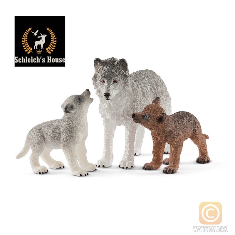 Mô hình động vật Schlech chính hãng Set ba mẹ con chó sói 42472 - Schleich House