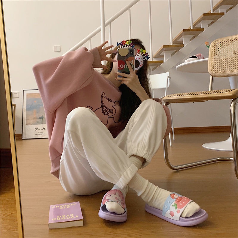 Dép Đi Trong Nhà Đế Dày Chống Trượt Họa Tiết Hoạt Hình Dễ Thương Cho Nữ