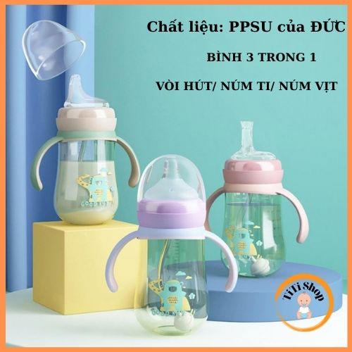 ⚡TẶNG CỌ BÌNH⚡Bình Sữa cho bé,Bình sữa chống sặc BOOKY cổ rộng có tay cầm tiện dụng cao cấp an toàn cho bé 240ml