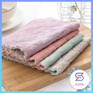 Combo 3 Khăn lau bếp, khăn lau đa năng 2 mặt siêu mềm, siêu thấm hút Kích thước 16x27cm