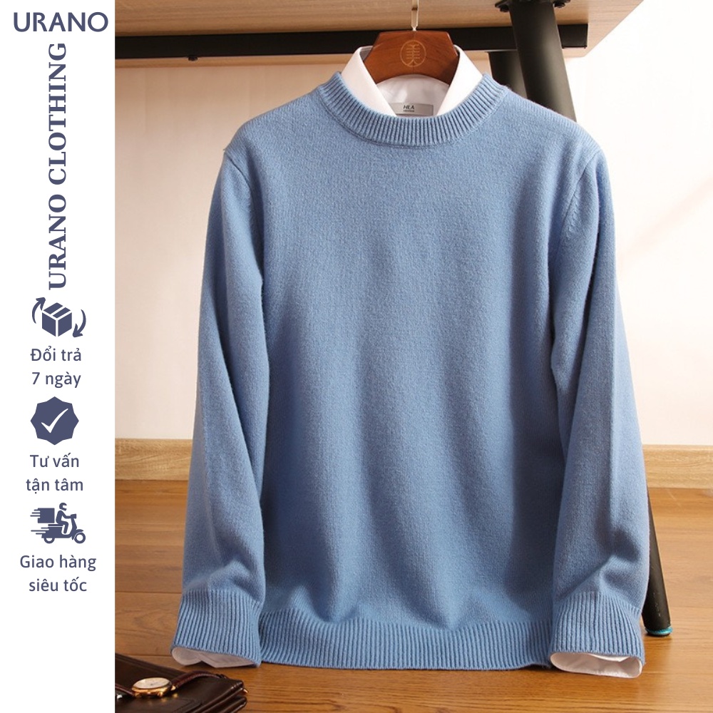 Áo len nam cổ tròn Urano , Áo len cổ cao 3 phân ulzzang style chất dày dặn phong cách Hàn Quốc