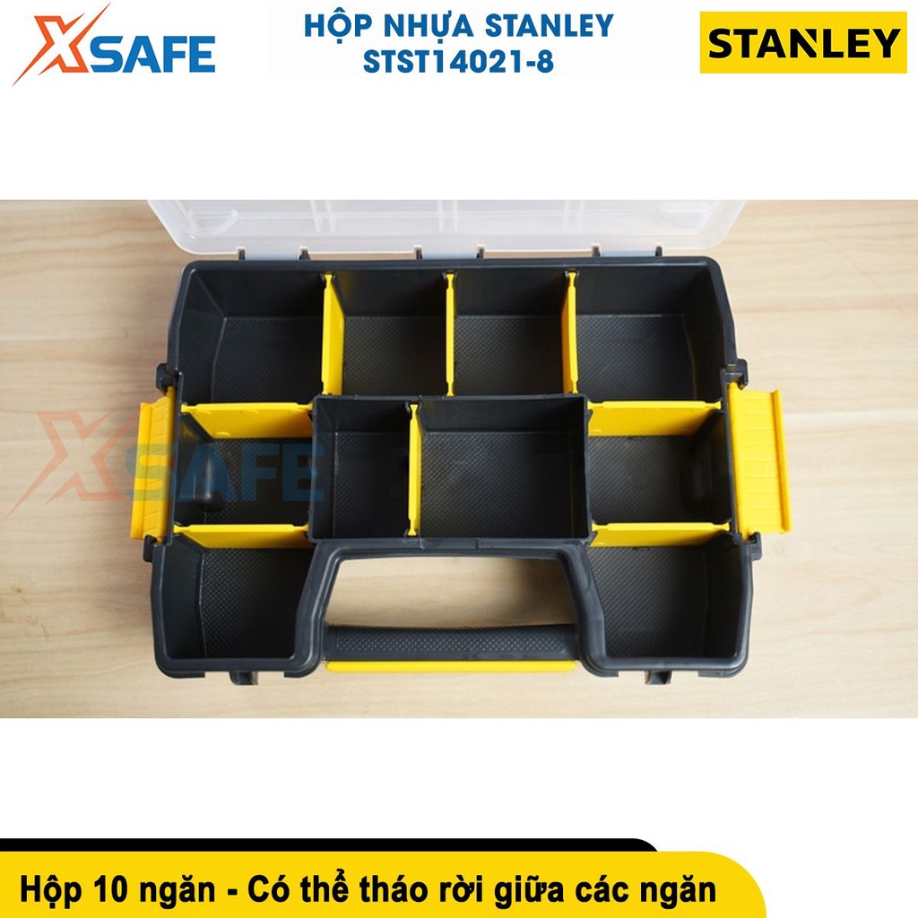 Hộp đồ nghề ghép nối STANLEY STST14021-8 10 ngăn, dùng đựng mũi khoan, ốc vít, có thể ghép nối [CHÍNH HÃNG][XSAFE]