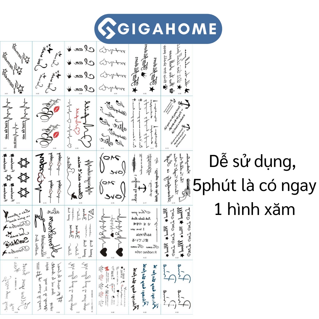 Set 30 Tấm Hình Xăm Dán Tạm Thời GIGAHOME Giao Ngẫu Nhiên 5290
