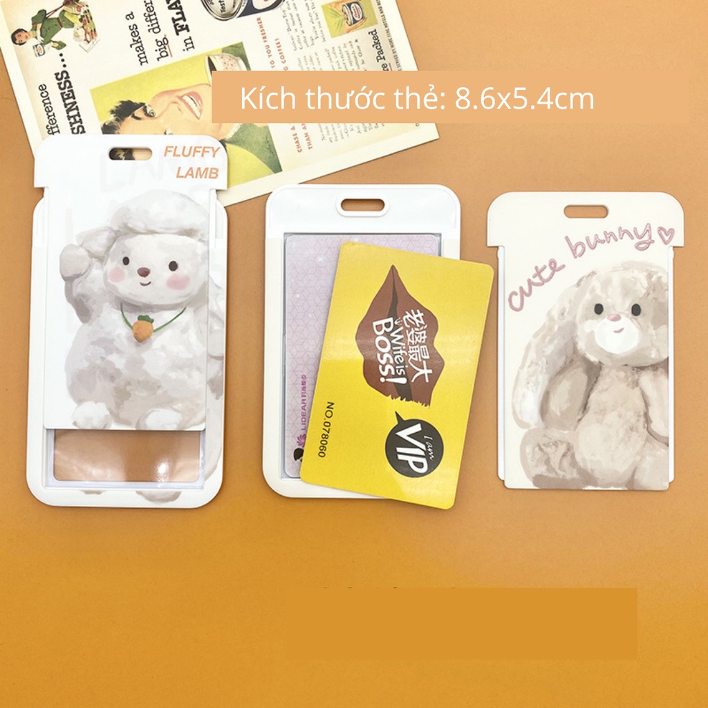 Dây đeo thẻ tên kèm bọc đựng thẻ nhân viên/ học sinh/ thẻ ID hình gấu thỏ bông đáng yêu