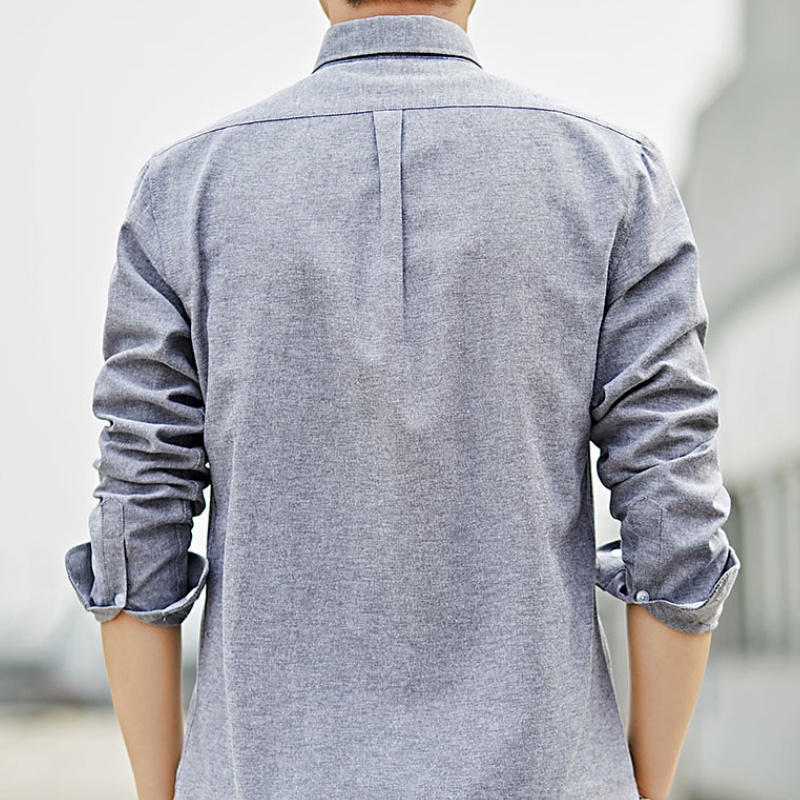 UNIQLO [Hàng Có Sẵn] Áo Sơ Mi Nam Dài Tay Vải Oxford Màu Trơn Dáng Ôm