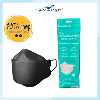 Combo 5 túi khẩu trang kháng khuẩn cao cấp FAMAPRO 4D chính hãng - Màu Đen