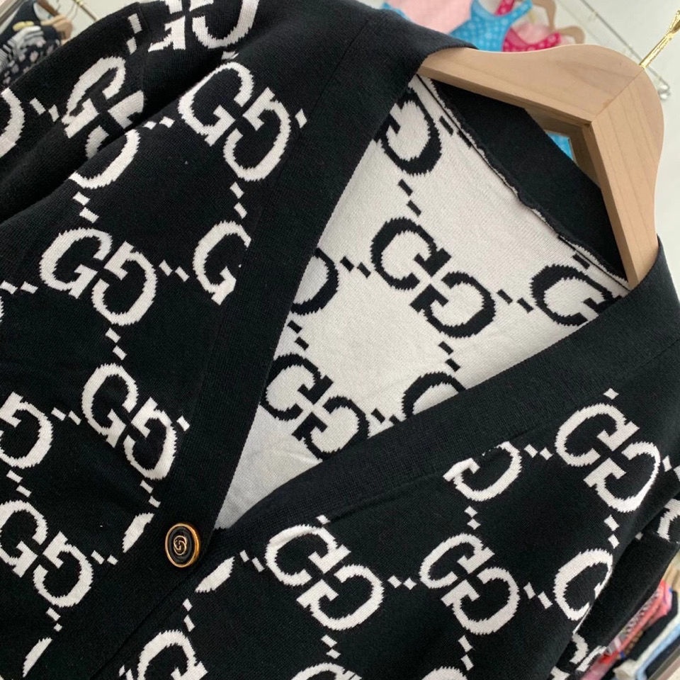 Hàng Có Sẵn!Gucci!Áo Khoác Cardigan Dáng Rộng Cổ Chữ V Thiết Kế Mới Giữ Ấm Cao Cấp