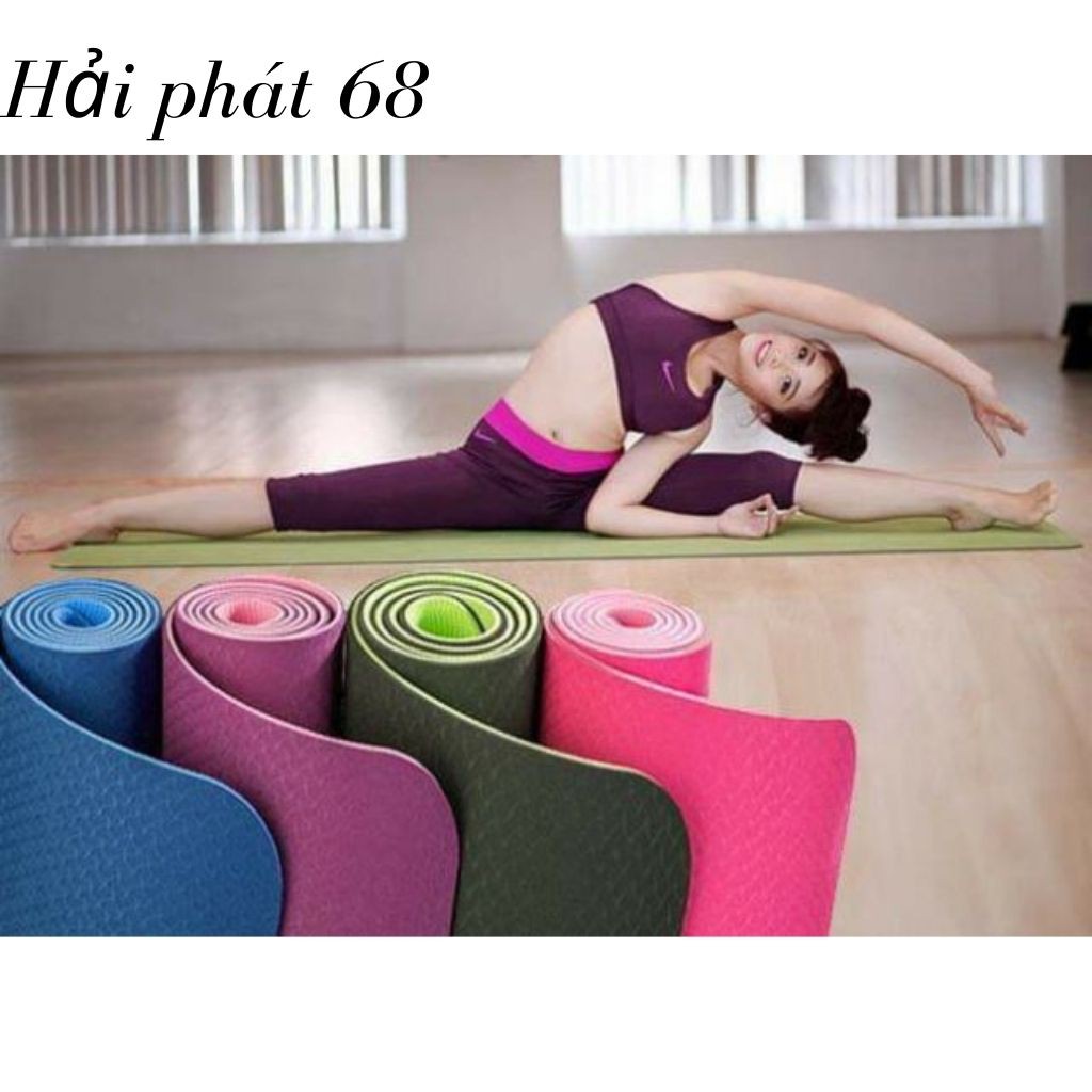 Thảm Yoga, Thảm Tập Yoga  2 Lớp Chất Liệu TPE Chống Trơn Trượt Độ Dày Thảm 6mm