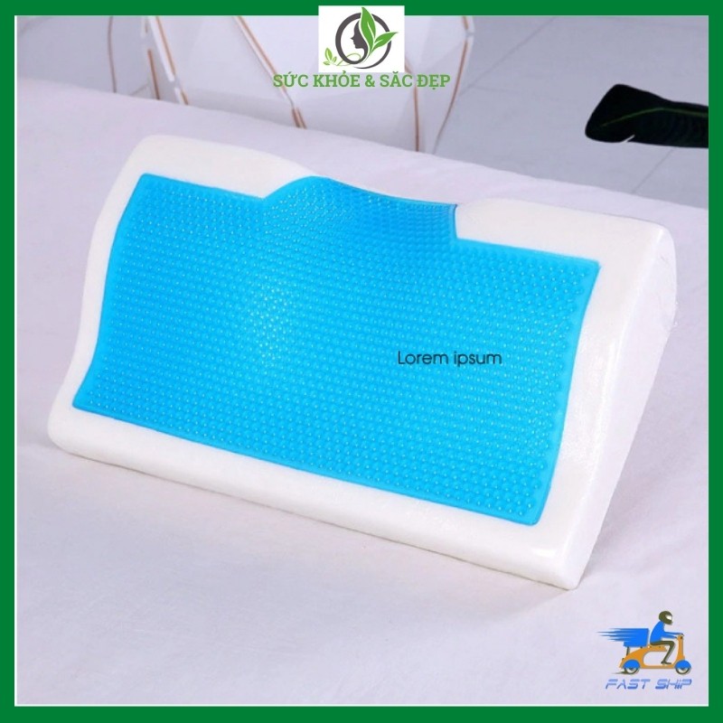 Gối cao su non cho người lớn,chống đau cổ vai gáy. chống ngáy thêm chất liệu Gel mát lạnh