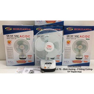 Quạt Tích Điện - Quạt Sạc Có Cổng Sạc USB Honjianda 301 Cao Cấp Đèn Led 2 BÌNH - Bảo Hành 9 tháng