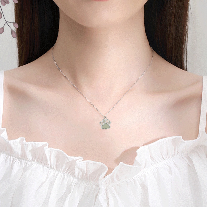 Vòng cổ Dạ Quang Hình Dấu Chân Chó/Mèo/Gấu/Cún Con Mới