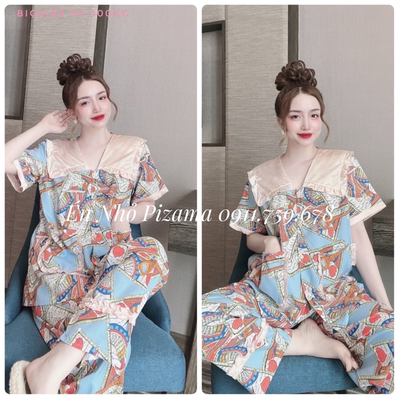 Bèo Size ĐẠI 50-110kg phối Lụa viền satin Én Nhỏ Pijama