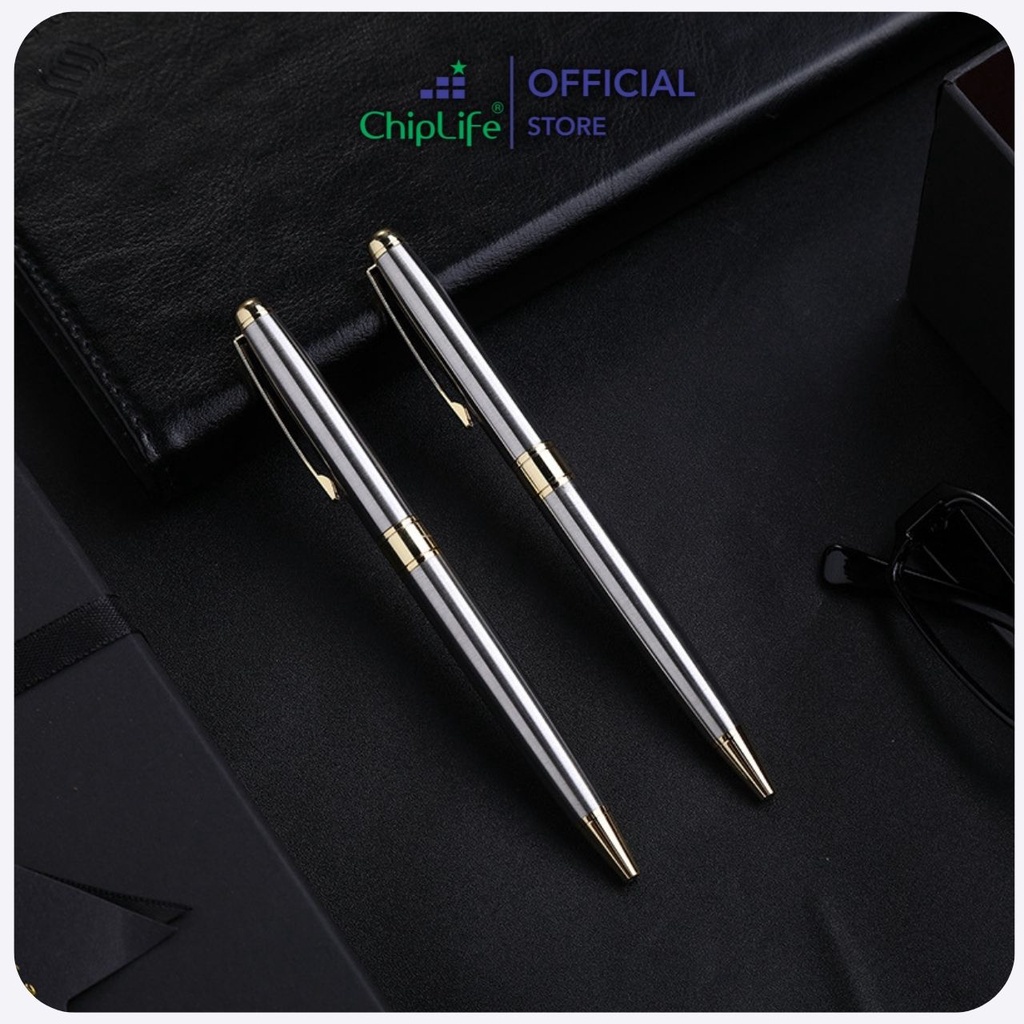 Bút ký cao cấp CHIPLIFE P018B khắc tên theo yêu cầu - dạng xoay bạc ngòi 0.7mm mực xanh
