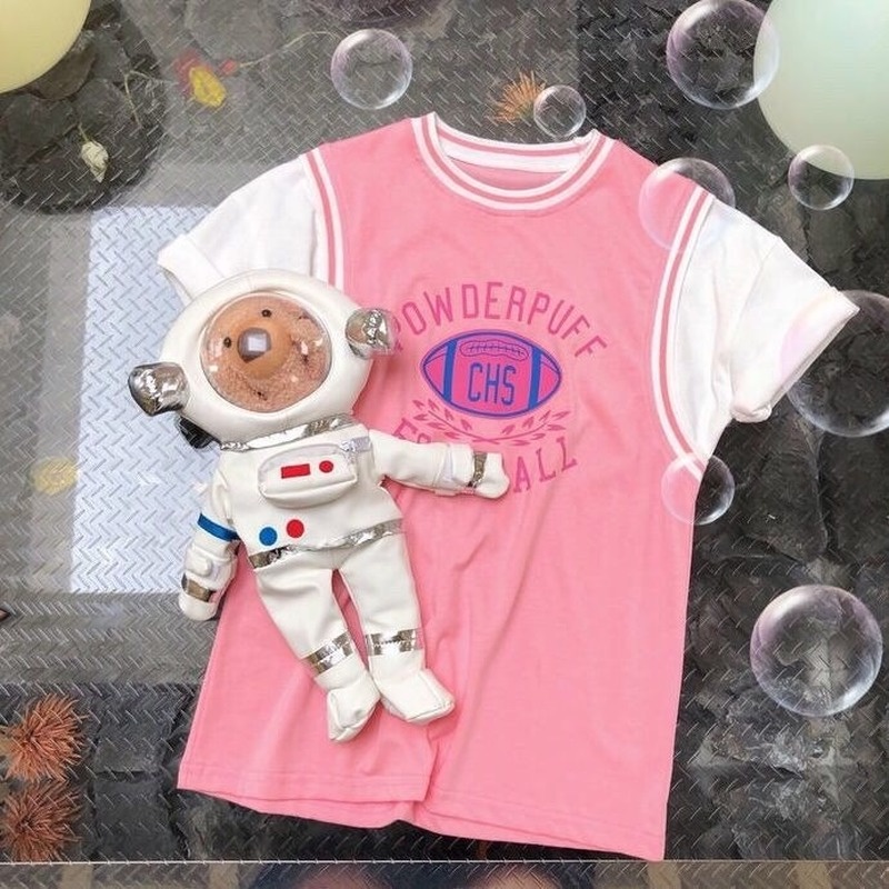 Đầm Cotton Giả Hai Lớp Tay Ngắn In Chữ Phong Cách Hàn Quốc Thời Trang Mùa Hè Hàng Mới Cho Bé Gái
