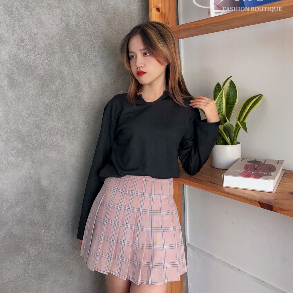 Chân Váy Tennis Caro Cạp Cao Dáng Xoè, Xếp Ly Freesize - Shine Fashion Boutique