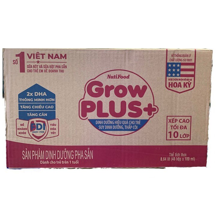 Sữa bột pha sẵn Nuti Grow Plus đỏ 110ml (mẫu mới)