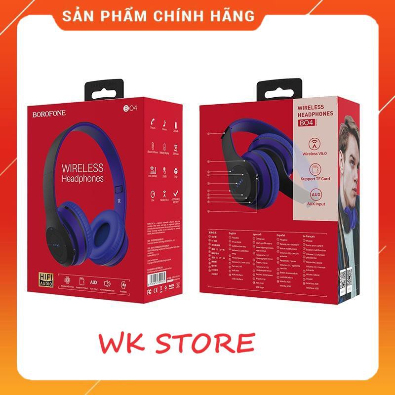 Tai nghe bluetooth chụp tai Borofone B04 V5.0 Kiểu Dáng Thể Thao, Âm Thanh Trung Thực,BH 1 năm