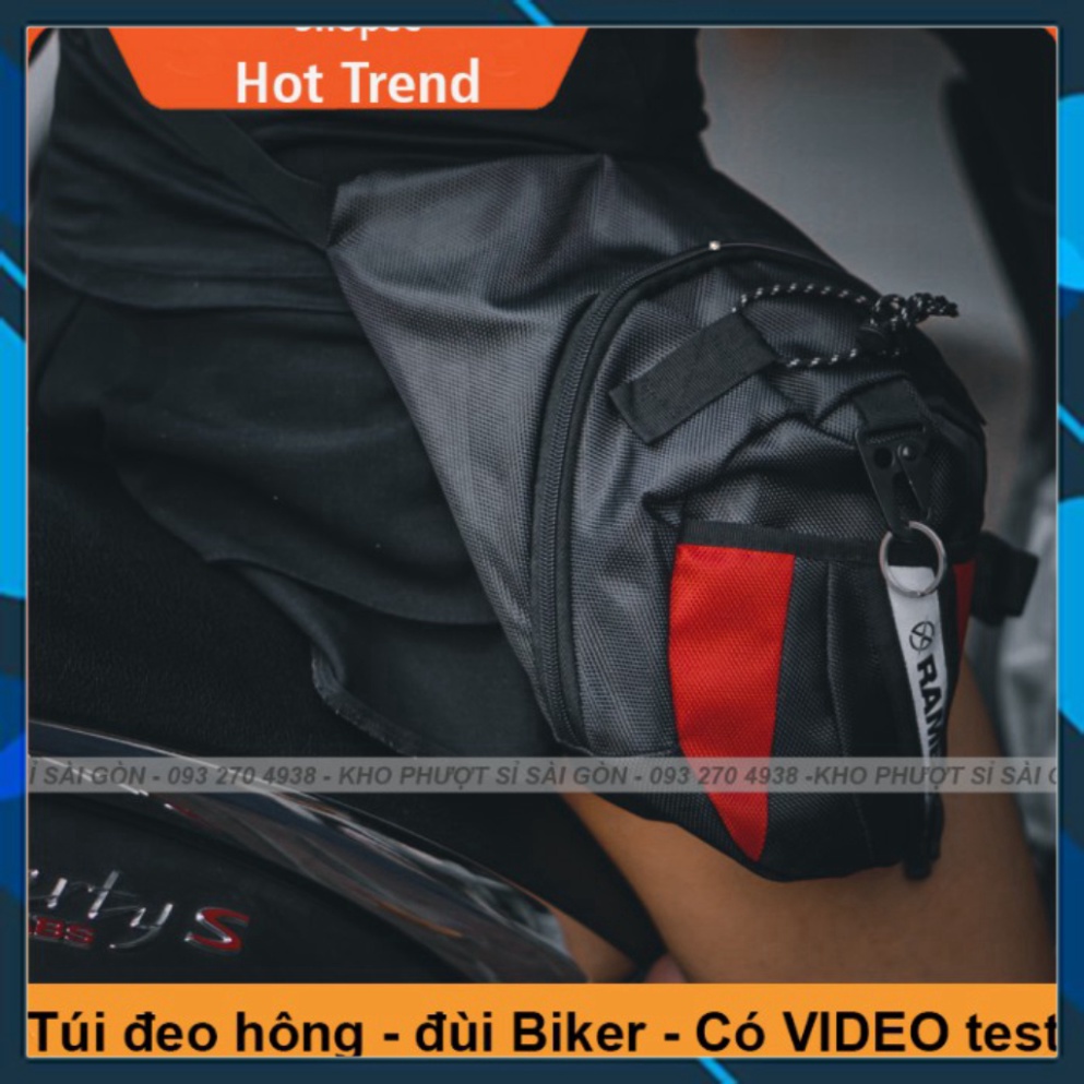 GIỐNG ẢNH - KHO HCM - Túi đeo đùi Moto RAMBO BIKER cao cấp - Túi đeo chéo hông đùi đi phượt