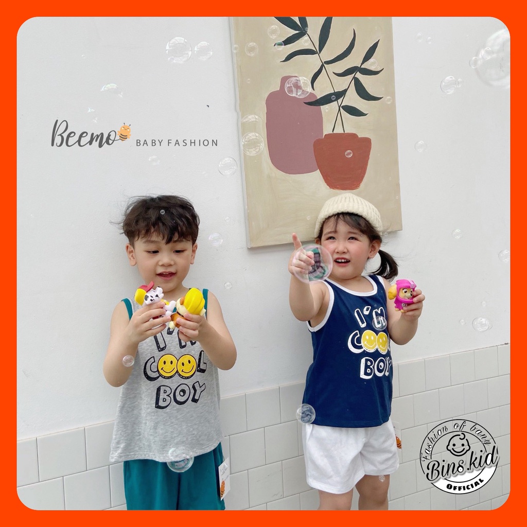 Bộ quần áo ba lỗ mùa hè cotton 4 chiều Beemo Im cool boy siêu xinh cho bé yêu của mẹ
