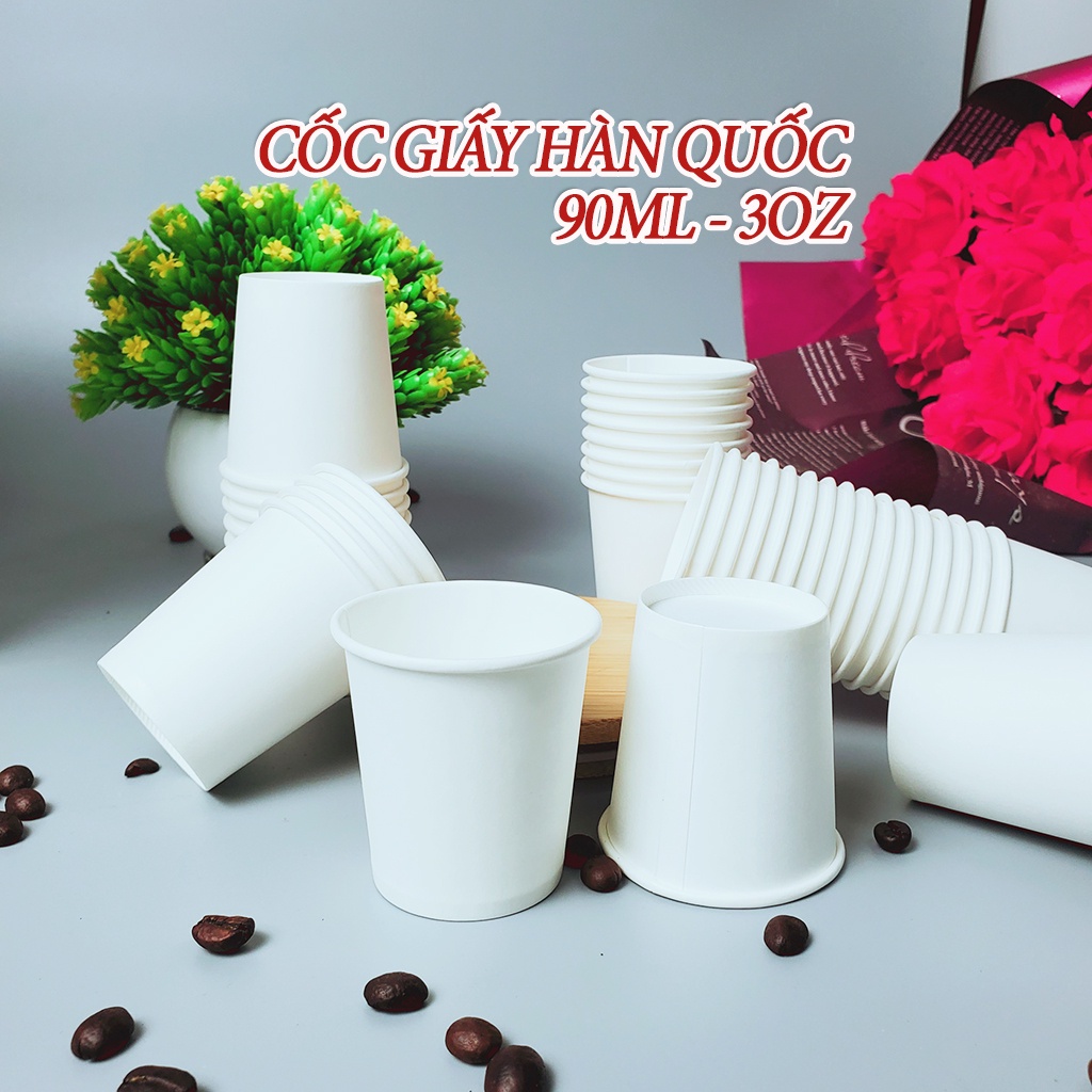 50 Chiếc Cốc GIấy Ly Giấy Trắng Siêu Cứng Cáp NHẬP KHẨU HÀN QUỐC