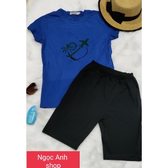 Bộ thun cotton tay ngắn quần lửng