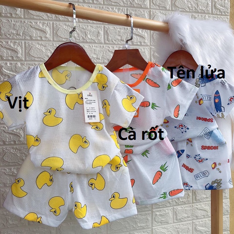 Bộ cotton lưới thông hơi Quảng Châu cho bé trai bé gái chọn 10 mẫu XHN243