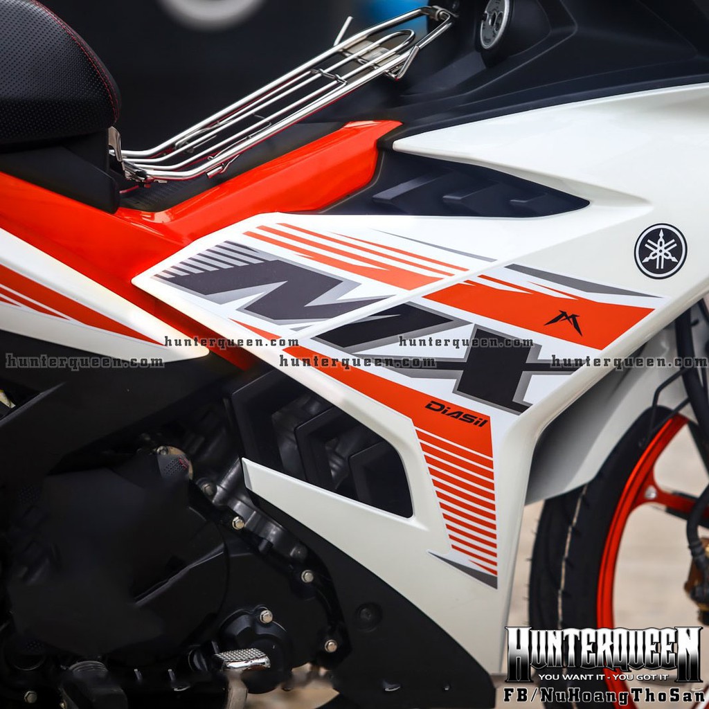 Tem rời MX King 2021. Decal cao cấp, bộ kit dán xe Exciter 150 trắng cam