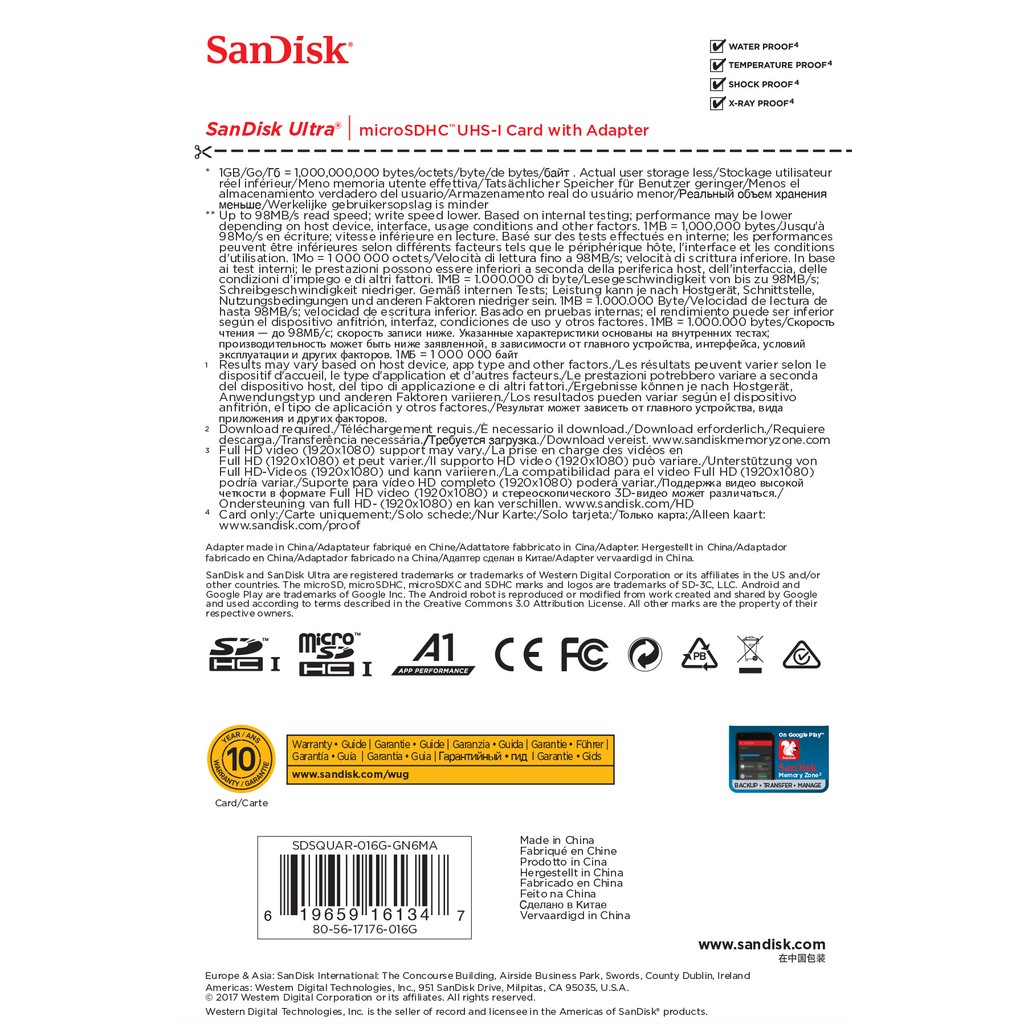 Thẻ Nhớ Sandisk Ultra A1 Microsd 200gb 100 Mbps Class 10 U1