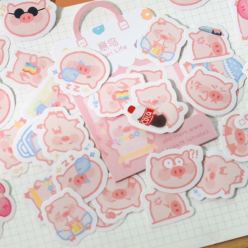 Set 40 Miếng Dán Hoạt Hình Trang Trí Sổ Tay Xinh Xắn