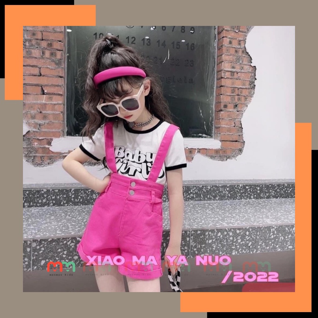 Yếm bé gái dễ thương chất kaki nhập cao cấp co dãn, phía trước cài ...