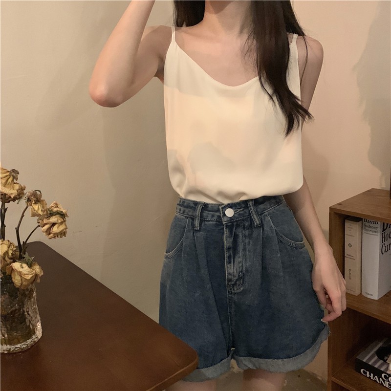 BIGSIZE - Áo hai dây nữ bigsize chất vải xược màu đen / màu trắng - CRA020