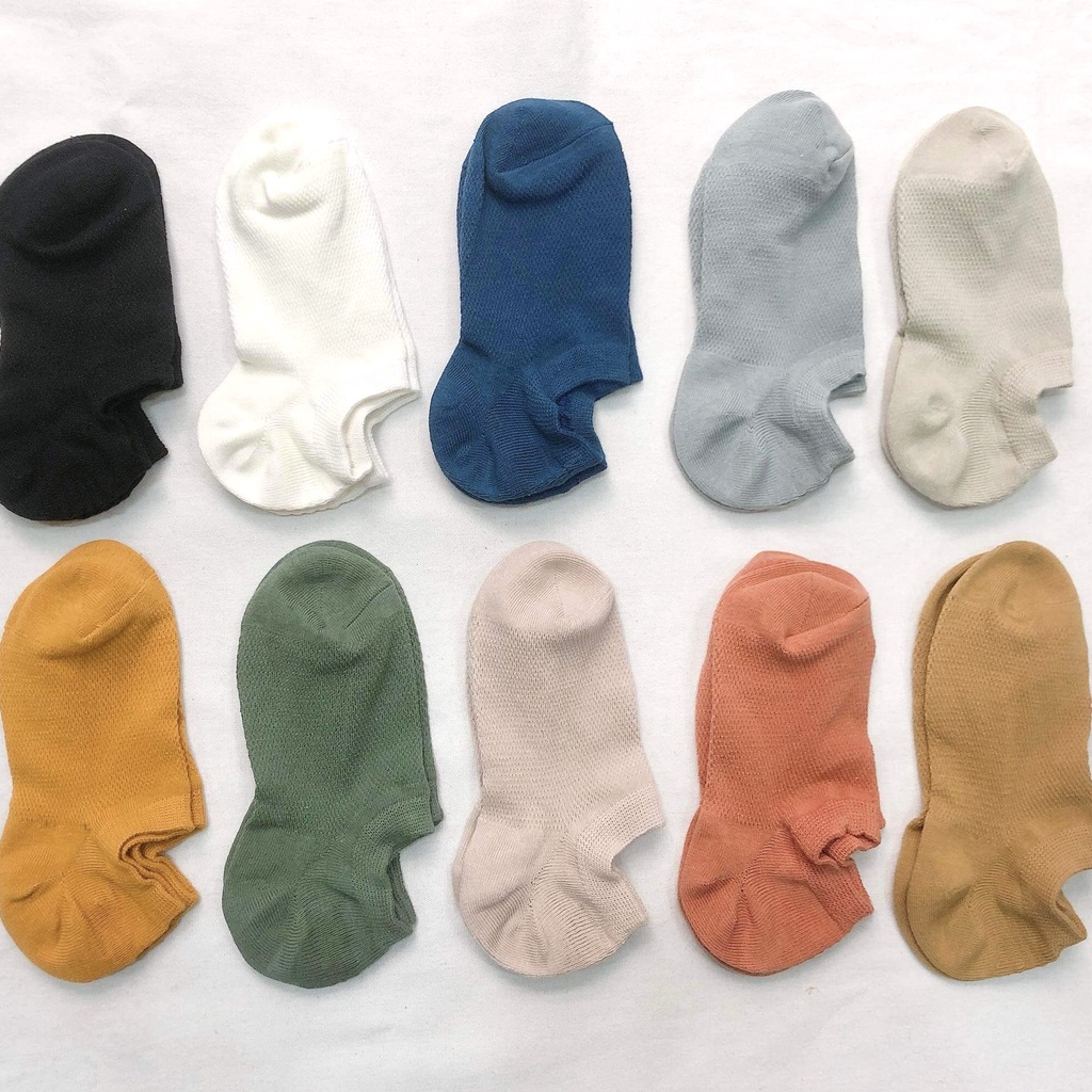 Combo 5 Đôi Vớ Ngắn Hàn Quốc - Set 5 Tất Màu Pastel Dễ Thương