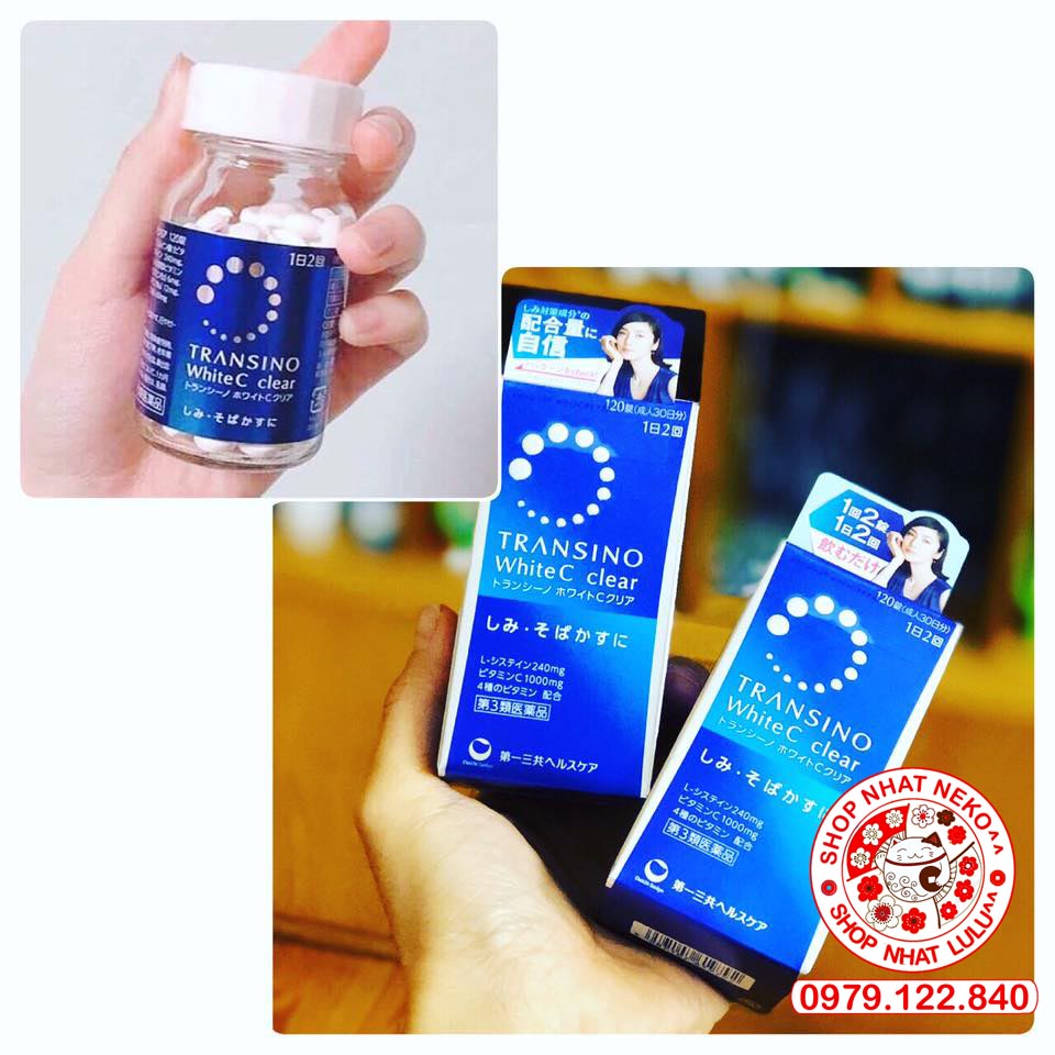 Viên Uống Trắng Da Transino White C Clear  Nhật Bản 120 viên