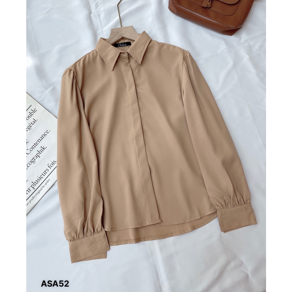 Áo Sơ Mi Nữ form rộng đẹp dài tay ulzzang vintage hàn quốc cao cấp trơn CHIBEST ASA52