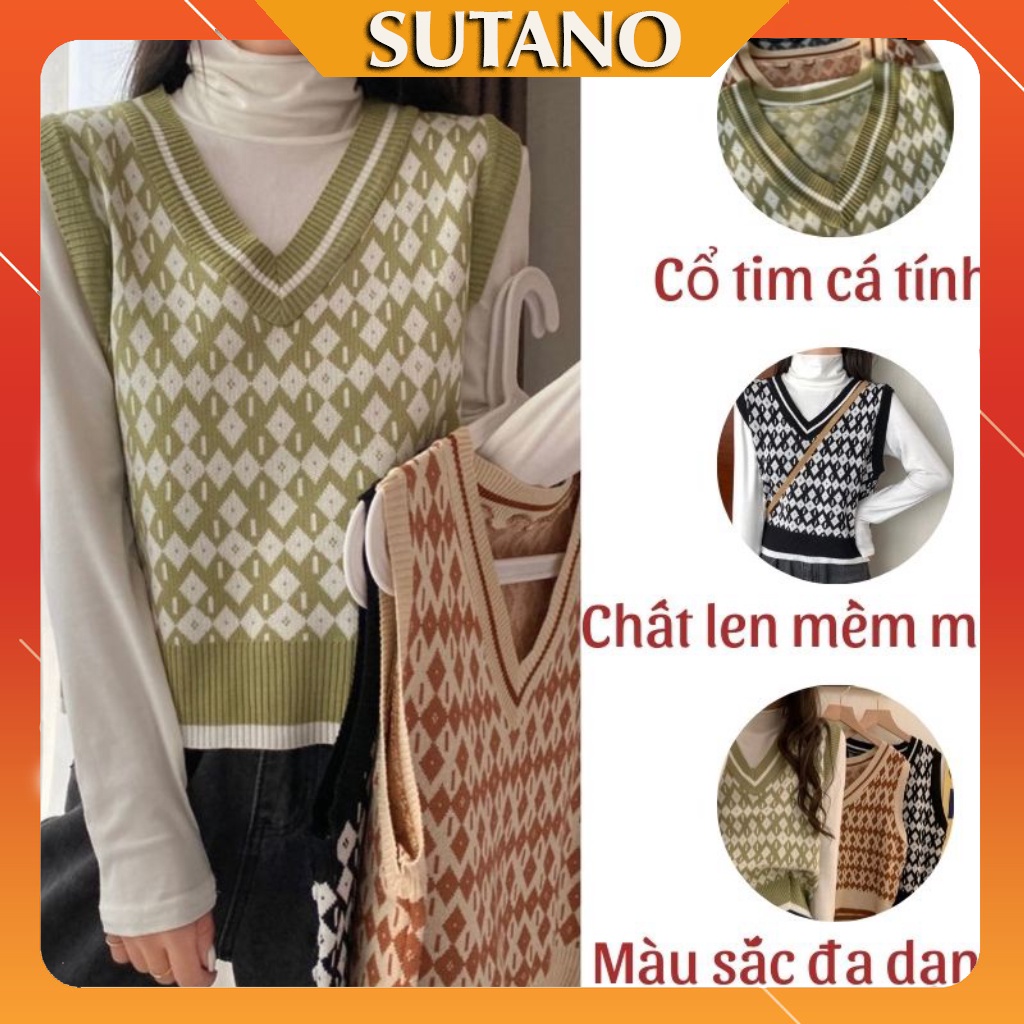 Áo gile len nữ Maika mỏng họa tiết thổ cẩm phong cách Hàn Quốc A463 SUTANO | BigBuy360 - bigbuy360.vn