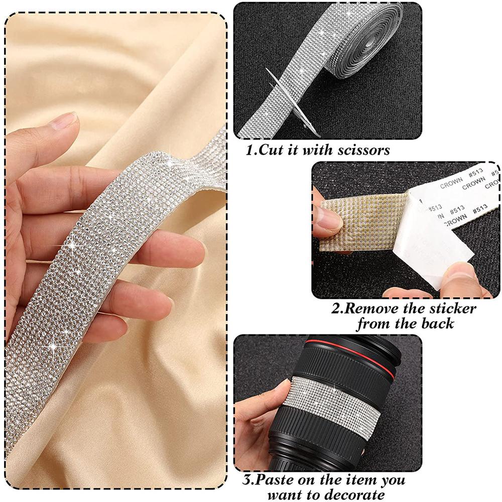 Cuộn Băng Keo Dán Trang Trí Điện Thoại Đính Đá Giả Kim Cương Dài 1 Yard DIY