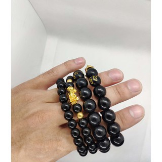 Vòng tay đen mix tỳ hưu phong thuỷ, chiêu tài hút lộc, độ bình an