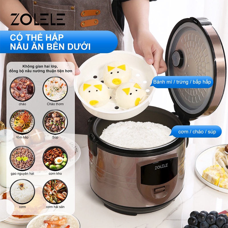 Nồi cơm điện ZOLELE ZB501 thông minh phù hợp cho gia đình 3-5 người 3L
