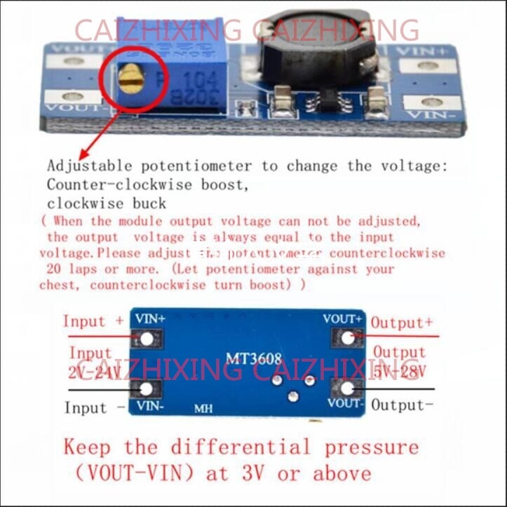 Mô Đun Tăng Áp Mt3608Dc-Dc Đầu Ra 2v-24v Sang 5v 9v 12v 28v Cho Arduino